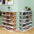 Multifunctional Shoe Rack, Stackable Lightweight Adjustable Display Organizer Shelf Footwear Space Saving Heavy Duty Household Shoe Stand (5 Tier). 