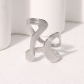 Rust Proof Stainless Steel Big Personal Ring Stylish Creative Minimalist Metal Statement Waterproof Jewelry for Women.