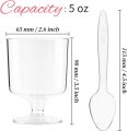 10PCS 5 oz Mini Dessert Cups with Spoons Small Dessert Cups Plastic Footed Wine Glasses for Serving Trifles, Appetizers. 