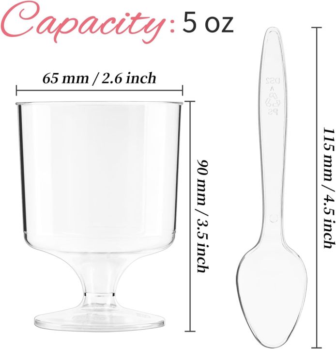 10PCS%205%20oz%20Mini%20Dessert%20Cups%20with%20Spoons%20Small%20Dessert%20Cups%20Plastic%20Footed%20Wine%20Glasses%20for%20Serving%20Trifles,%20Appetizers%20-%20Image%204