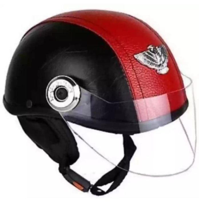 Half Face Cap Helmet Red & Black