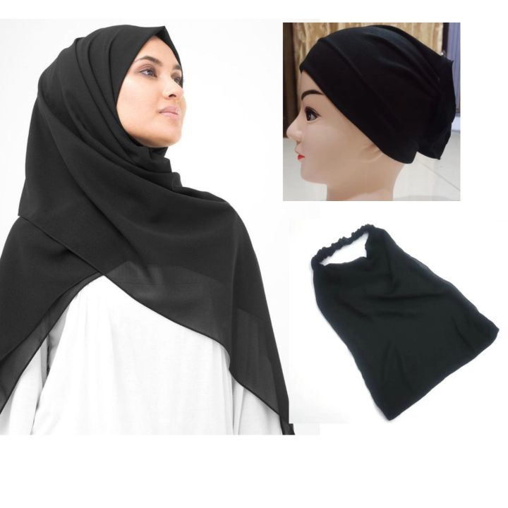 Pack of 3 Matching Hijab Set -chiffon stoller-hijab cap -Niqab Patti