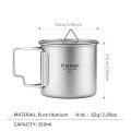 Tiartisan Outdoor Titanium Lightweight Portable Tea Coffee Cup Folding Handle Camping Water Mug for Hiking Travelling.