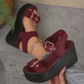 Summer Casual Hot Sale Daily Walking Shoes Comfortable, Lightweight Buckle Fashion New Slip-on Wedge Sandals Thick Sole Beach.