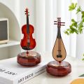 Rotating Music Box Musical Instrument Crafts Miniature Cello Violin Model Creative Mini Box Base No Battery Required - For. 