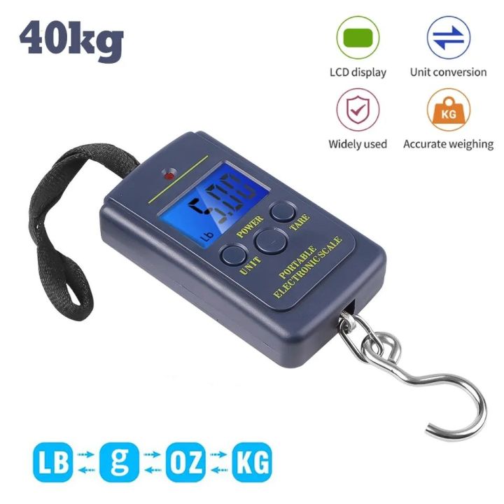 Hight Quality 40kg and 10g Mini Pocket Hand Held digital Hanging Scale for Fishing Luggage Travel Weighting Steelyard Electronic Hook Kitchen