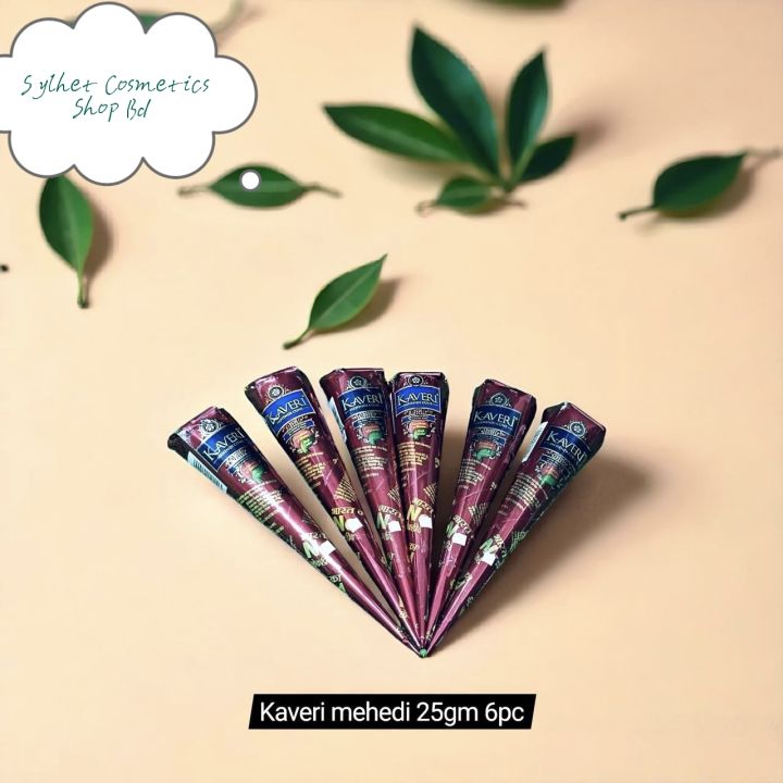Kaveri Natural Mehndi Cones with 25g each Reddish Brown (Pack of 6pc)