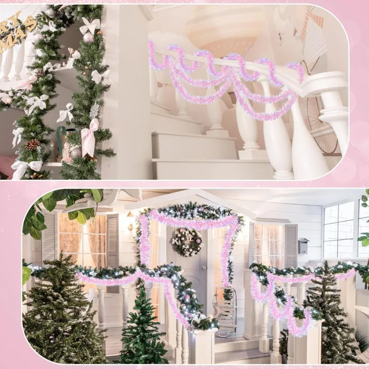78.7inch%20Pink%20Tinsel%20Garland%20Shiny%20Metallic%20Glitter%20Party%20Decoration%20for%20Christmas%20Valentine%20Wedding%20Birthday%20Holiday%20Home%20Decor%20-%20Image%204