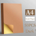 A4/A5 20/50pcs Brown Self-Adhesive Paper Sticker For Inkjet Laser Printer Copier Light Dark Adhesive Backed Kraft Paper  Label. 