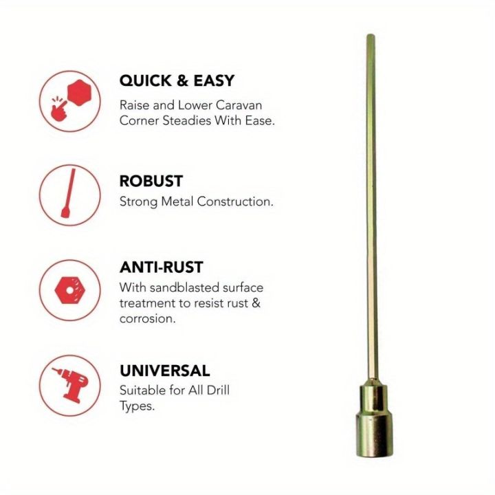 1/2Pcs%2030cm%20Corner%20Steady%20Caravan%20Leg%20Winder%20Drill%20Extension%20Jack%20Socket%2019mm%20Adapter%20-%20Image%203