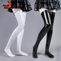 Patent Leather Thigh High Latex Stockings Women's Glossy Long Socks For Party Club Cosplay Lingerie  Skinny Catsuit Stocking. 