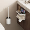 Space Aluminum Toilet Brush Holder Set Bathroom Wall Mounted Hanging WC Clean Tool Vertical Stand Long Handle Toilet Wash Brush. 
