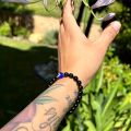 Evil Eye Black Tourmaline Empathy Protection Aura Shield Absorb Negative Energy Bracelet Crystal Healing Stress Relief Bracelet.