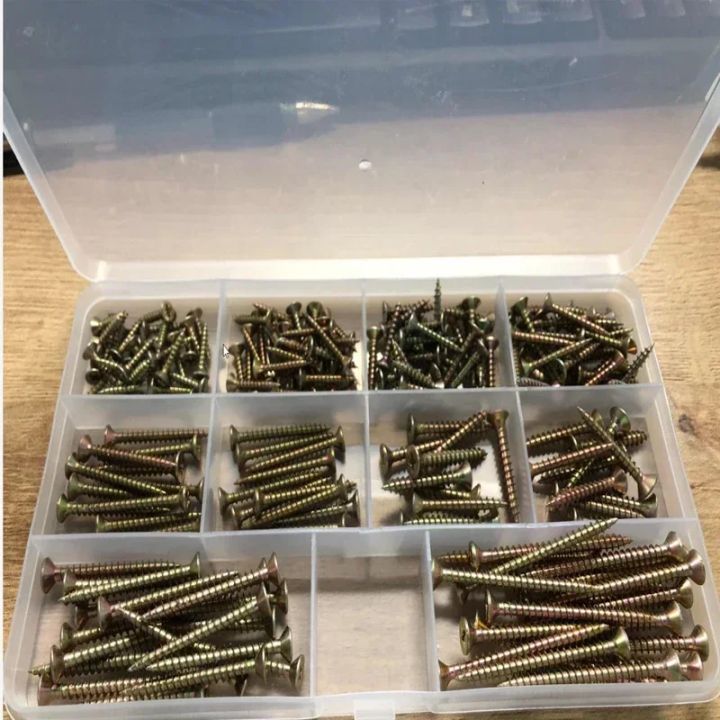 200pcs%20Box%20Pack%20Colored%20Zinc%20Plated%20Fiberboard%20Nails%20M3-M4%20Countersunk%20Cross%20Self-Tapping%20Woodworking%20Screws%20-%20Image%203