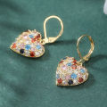 Cute Love Heart Shape Dangle Earring Bracelet Charms Colorful Zircon Earrings For Women Romantic Jewelry Lovers . 
