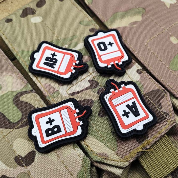 PVC%20%20Emblem%20Blood%20Bag%20Blood%20Type%20Patch%20A+%20B+%20AB+%20O+%20POS%20Tactical%20Badge%20Patches%20with%20Hook%20Loop%20For%20Uniform%20Helmet%20Backpack%20-%20Image%203