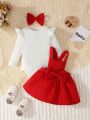 New Autumn And Winter Solid Color Ha Yi Small Bow Dress Headband Three Piece Set, Suitable For Daily Outings. 