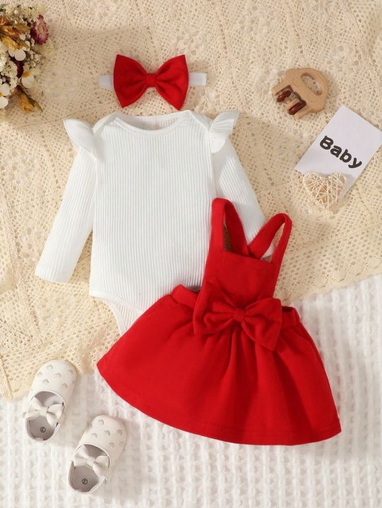 New Autumn And Winter Solid Color Ha Yi Small Bow Dress Headband Three Piece Set, Suitable For Daily Outings