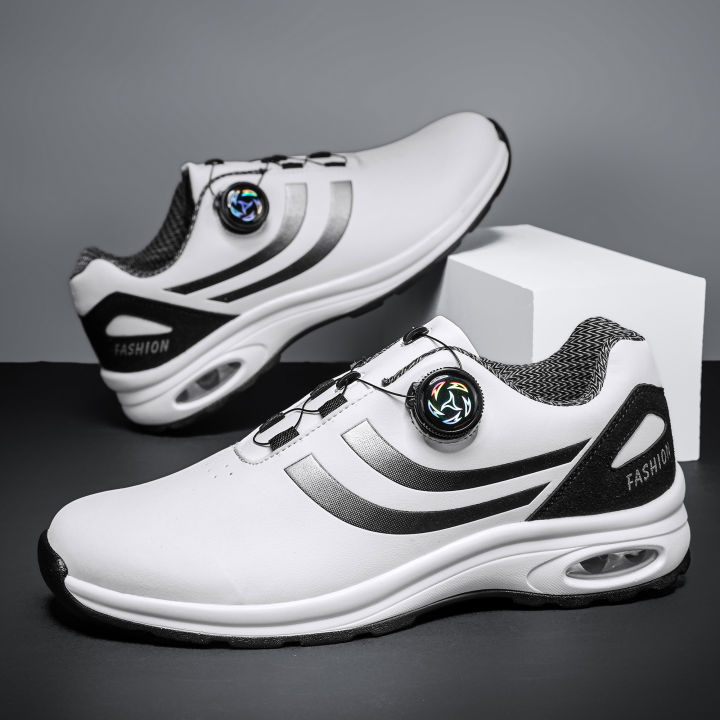 New Men's Fashion Casual Sports Shoes, Comfortable Hovershoe Sole, Outdoor Leisure Walking Cycling, Golf Shoes, Black and White