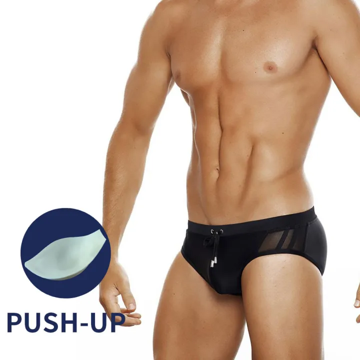 UXH%20Mens%20Bikini%20Swimwear%20With%20Push-Up%20%20Bulge%20Enhancing%20Hollow%20Out%20Pure%20Black%20Translucent%20Swimming%20Briefs%20Hi-Q%20Quick-drying%20-%20Image%203