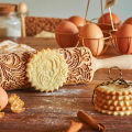 Arjmide 35X4.5CM European Retro Flower Window Grilles Deep Engraved Wooden Embossed Cookies Rolling Pin for Baking 3D Mold ZM006. 