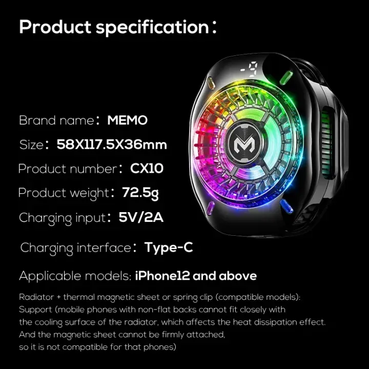 Memo%20CX10%20RGB%20Pro%20Model%20With%20Digital%20Display%20Magnetic%20and%20Cllip%20Mobile%20Cooling%20Fan%20for%20Gaming%20Mobile%20Cooler%20Phone%20Radiator%20by%20Ecoelec%20-%20Image%203
