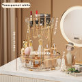 1/2 Layers Rotating Perfume Organizer For Dresser Light Luxury Skincare Cosmetic Organizer PET Bathroom Storage Tray. 