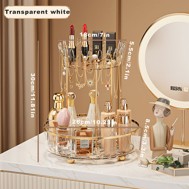 1/2%20Layers%20Rotating%20Perfume%20Organizer%20For%20Dresser%20Light%20Luxury%20Skincare%20Cosmetic%20Organizer%20PET%20Bathroom%20Storage%20Tray%20-%20Image%208