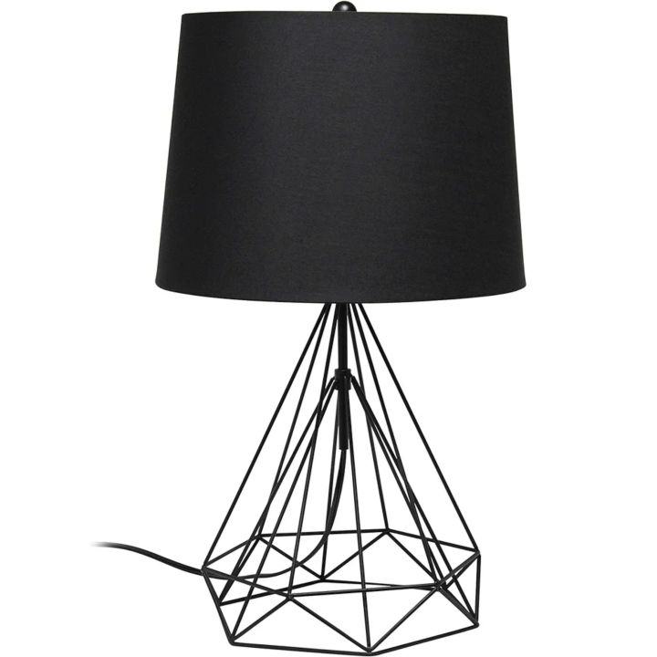 Rafeeq Store Modern Geometric Wired Metal Hollowed Out Table Lamp, Black | Diamond Shaped Table Lamp | Unique Home Decorative Wired Table Lamp | Metal Table Lamp | Lamp For Bedroom | Table Lamp For Study | Table Lamp For Side Table | Best Table Lamp |Lamp