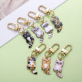 7pcs Cartoon Cute Enamel Cat Keychain, Alloy Animal Key Ring, For Car Keys, Backpacks, Wallets. 