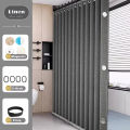 Magnetic Foldable Linen Bath Curtain Waterproof for Walk-In Shower - No Included Adjustable Rod.