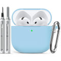 for AirPods 4 Case Cover (2024) with Cleaner Kit,Soft Silicone Protective Case for  AirPods 4th Generation Case for Women M. 