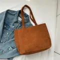 Women Corduroy Tote Bag with Pockets Compartments Large Capacity Shoulder Bags Casual Shopping Bag Handbags for School Work. 