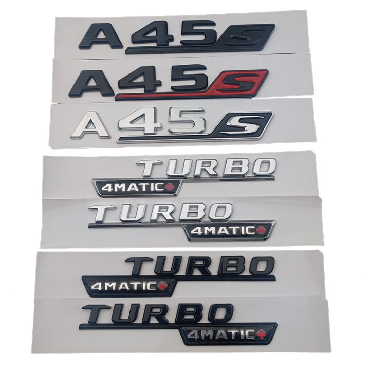 3d ABS Chrome Black Logo A45S Emblem Letters Turbo 4matic Badge Car ...
