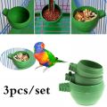 3Pcs/Set Green Plastic Parrot Mini Food Water Bowl Feeder Plastic Birds Pigeons Cage Sand Cup Feeding Tool Accessory. 