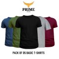 Pack Of Five Plain Round Neck T Shirts For Men Half Sleeve Soft Cotton Sports Gym Wear Premium Quality. 