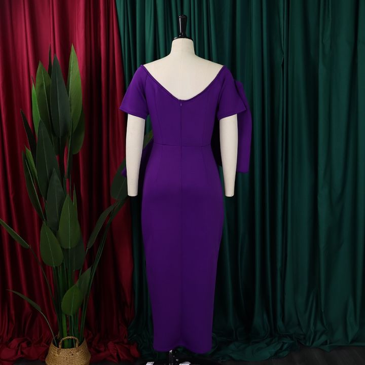 Elegant%20Party%20Dresses%20for%20Woman%202024%20New%20V%20Neck%20Short%20Sleeve%20Big%20Bow%20Decorate%20Sheath%20Side%20Split%20Ankle%20Length%20Luxury%20Party%20Dress%20-%20Image%204