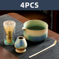 4PCS Japanese Matcha Set with Ceramic Bowl Bamboo Matcha Whisk Teaspoon Tea Sets Tea Lovers Tea-making Tools Accessories.