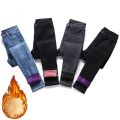 Women Thermal Skinny Jeans Mom Winter Warm Plush Stretch Jeans Lady Fleece Snow Denim Pants Student Pencil Straight Leg Trousers.