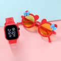 1 Cute CHILDREN'S Quartz Watch and CHILDREN'S Sunglasses Sunshade Sunblock Children's Sunglasses Bow Cartoon Girl Toy Glasses. 