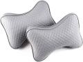 New Premium Quality Beige Leather Car Neck Rest Pillow/Cushion Set of Pillows Compatible with All Cars - Pack of 2 Pieces. 