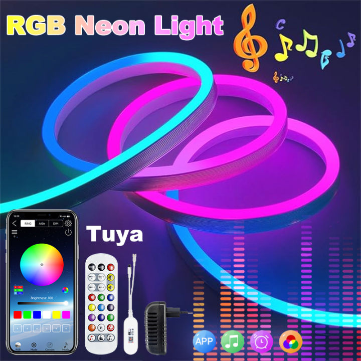 Tuya Rope Led RGB LED Strip Lights 3/5/10M Tuya Smart App Bluetooth Music Sync Color ...