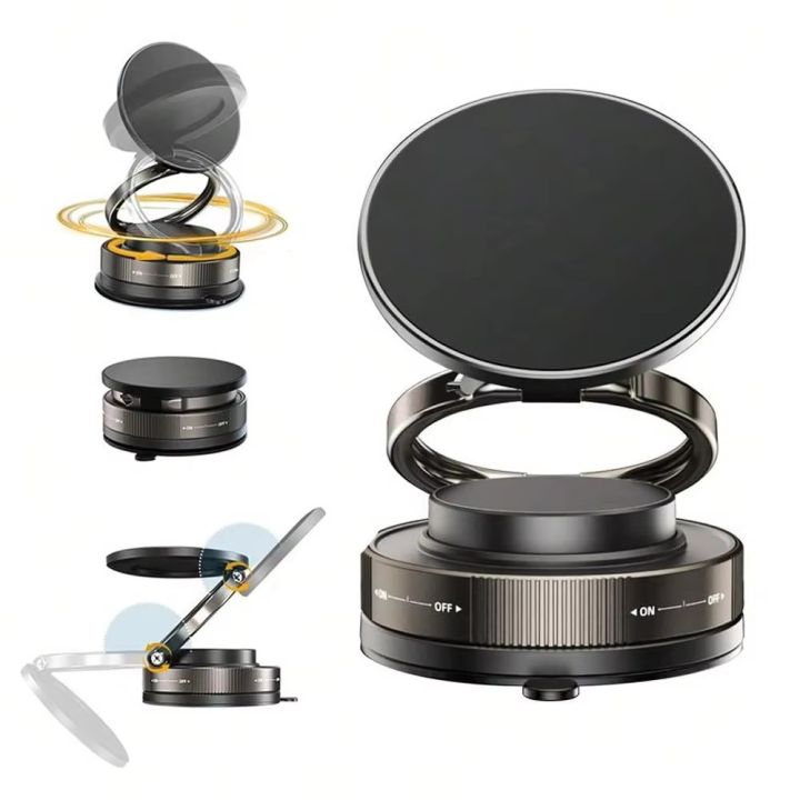 Folding Strong Magnet Magnetic Phone Holder 360° Rotation Desk Car Vacuum Suction Windshield Dashboard Mobile Holder Adsorption