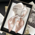 Imitation Silk Red Print Square Scarf For Women, Bandana Spring/Summer Luxury Scarf,Hair Head Band For Dressing Up Your Look. 
