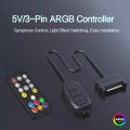 Coolcirc ARGB Controller 5V 3pin To SATA Power Supply Mini RGB Controller 3PIN Hub For Computer CPU Case Fan LED Light Radiator.