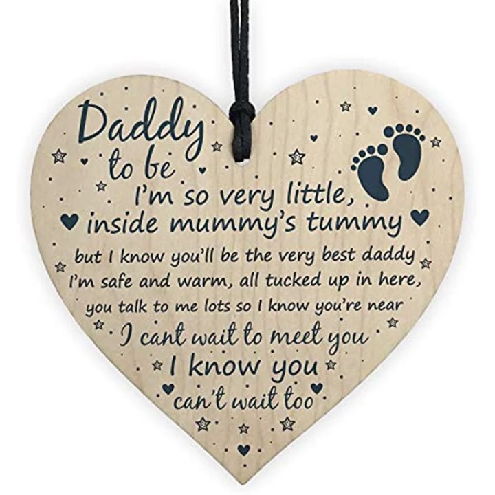 Wooden Heart Card Daddy to Be Sign Gifts from Bump for Dad/Father New ...