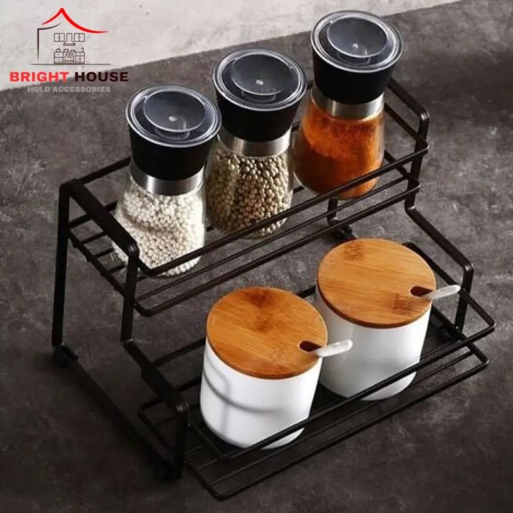 Spice Rack For Countertop 2 tier shelf for makeup, Kitchen Organizer ...