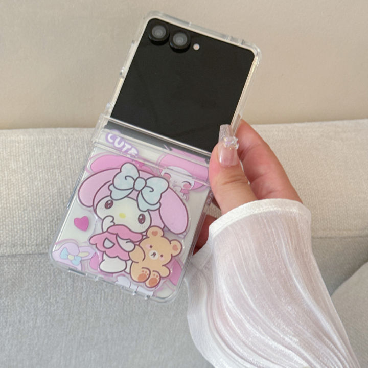 Stand%20Holder%20Cute%20Cartoon%20Sanrio%20Kuromi%20My%20Melody%20Phone%20Case%20For%20Samsung%20Galaxy%20Z%20Flip%207%206%205%204%203%20Cases%20TPU%20Cover%20With%20Lanyard%20-%20Image%207