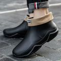 New Rain Shoes Ankle Women Waterproof Shoes Rain Boots Men Anti-slip Wear-resistant Plush Fashion Kitchen Summer Winter.
