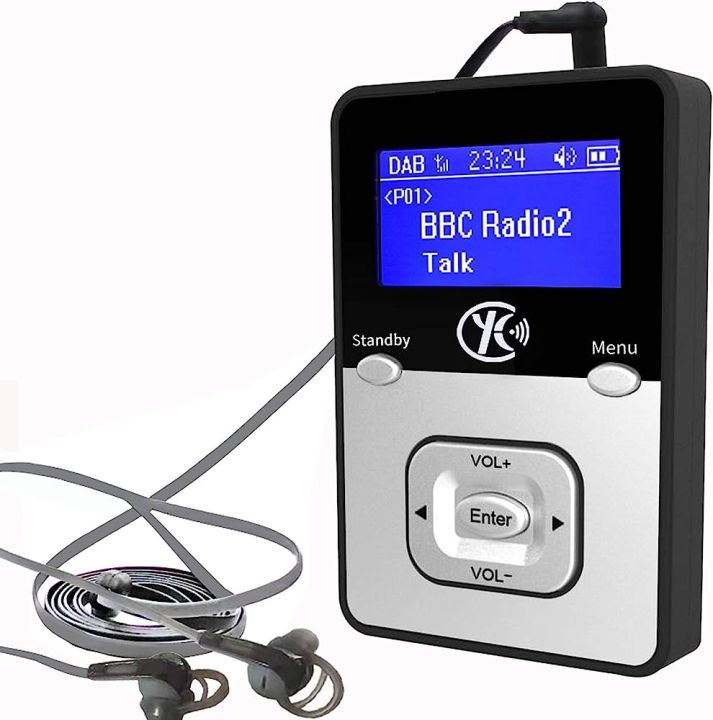 Yaakin K1, personal digital DAB+, DAB / FM radio, MP3 player mini radio, SD card recordable radio, rechargeable battery, portable handheld radio, walking or jogging, including headphones